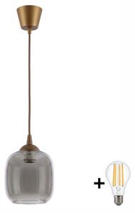 Brilagi - LED полилей на кабел R GLASS 1xE27/60W/230V Ø 14 см кафяв/димно сив
