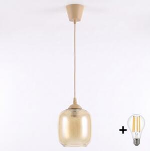 Brilagi - LED висяща лампа на кабел R GLASS 1xE27/60W/230V Ø 14 cm бежово/опушено кафяво