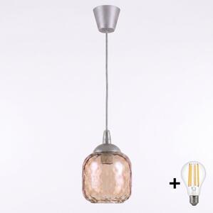Brilagi - LED полилей на кабел GLASS, 1x E27/60W/230V, Ø 14 см, сребрист/опушено кафяво