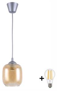 Brilagi - LED висяща лампа на кабел GLASS 1xE27/60W/230V Ø 14 см сребрист/опушено-кафяв