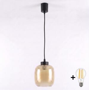 Brilagi - LED полилей на кабел R GLASS 1xE27/60W/230V диаметър 14 cm черен/димно-кафяв