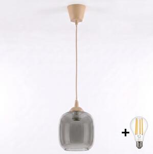 Brilagi - LED полилей на кабел R GLASS 1xE27/60W/230V Ø 14 см бежов/опушено сиво