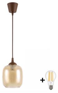 Brilagi - LED полилей на кабел R GLASS 1xE27/60W/230V Ø 14 см кафяв/опушен