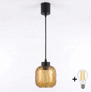 Brilagi - LED полилей на кабел R GLASS 1xE27/60W/230V pr. 14 cm черен/опушено кафяв