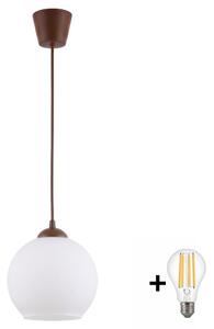 Brilagi - LED полилей на кабел RETRO GLASS 1xE27/60W/230V Ø 15 см кафяв/бял