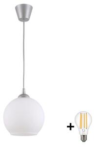 Brilagi - LED полилей на кабел RETRO GLASS 1xE27/60W/230V диаметър 15 см сребрист/бял