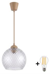 Brilagi - LED полилей на кабел R GLASS 1x E27, макс. 60 W / 230 V, Ø 25 см, бежов/димчато сив