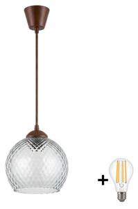 Brilagi - LED полилей на кабел R GLASS 1xE27/60W/230V Ø 25 см кафяв/димчато сив