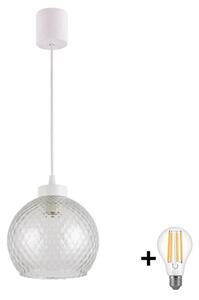 Brilagi - LED полилей на кабел RETRO GLASS 1xE27/60W/230V диам. 25 см бял/опушено сив