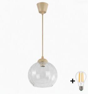 Brilagi - LED полилей на кабел RETRO GLASS 1xE27/60W/230V Ø 25 см бежов/прозрачен