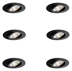 Комплект от 6 вградени спота черни 6.8cm вкл. LED 750 lm димируеми IP23 - Gaius