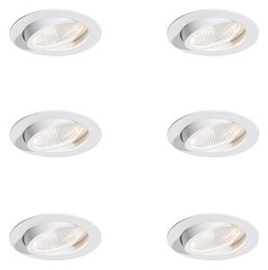 Комплект от 6 вградени спота бели 9,5 см вкл. LED 1300 lm димируеми IP23 - Gaius