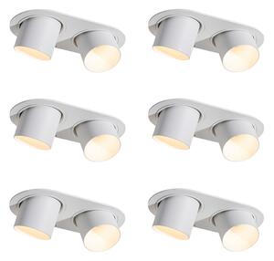 Комплект от 6 вградени спота бели GU10 50mm 2-Light - Installa