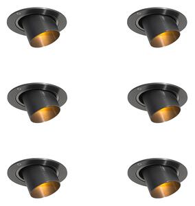 Комплект от 6 вградени спота Gunmetal GU10 35mm кръгли с наклон - Installa