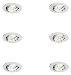 Комплект от 6 вградени спота бели, накланящи се 6,5 см, включително LED IP54 Ultra Slim - Pupil