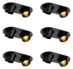 Комплект от 6 вградени спота черни GU10 35mm с накланяне 2-Light - Installa