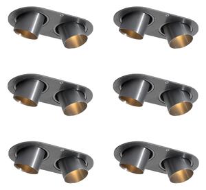 Комплект от 6 вградени спота Gunmetal GU10 35mm Накланящи се 2-Светлини - Installa