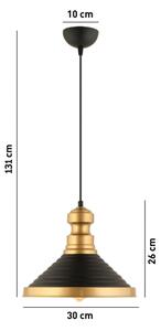 Полилей на кабел MONZA 1xE27/40W/230V Ø 30 см черен/златен
