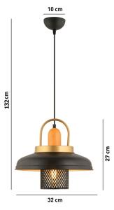 Полилей на кабел MONZA 1xE27/40W/230V пр. 32 см черен/златен