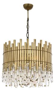 Полилей на верига CRYSTALLINE 6xE27/40W/230V, диаметър 40 см, месинг