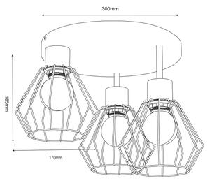 Плафон PARKLA 3xE27/15W/230V черен/златист