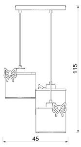 Детски пендел SWEET 3xE27/15W/230V бял/розов/пеперуда