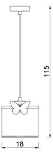 Детски пендел SWEET 1xE27/15W/230V бял/пеперуда