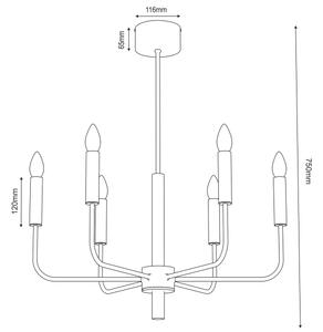 Пендел AKASYA 6xE14/15W/230V черен/златист