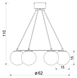 Пендел BALLO 6xE27/15W/230V черен/бял