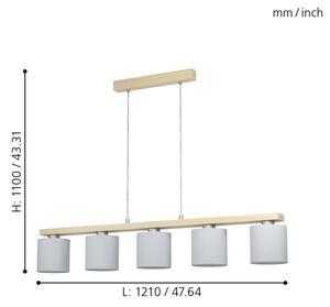 Eglo 98591 - Полилей на въже CASTRALVO 5xE27/28W/230V