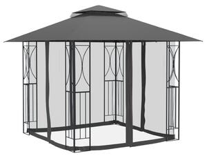VidaXL Беседка със странични стени, антрацит, 300x300x270 см, стомана