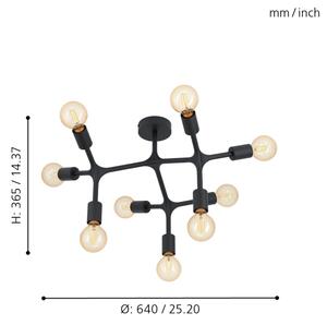 Eglo 98318 - Прикрепен полилей BOCADELLA 9xE27/60W/230V