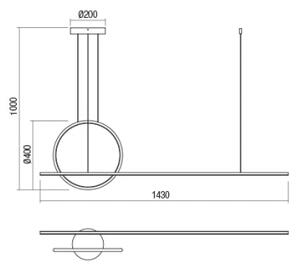 Redo 01-1735 - LED Димируем пендел GIOTTO LED/46W/230V черен