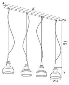 Argon 1650 - LED Полилей висящ на кабел TULUZA 4xLED/5W/230V