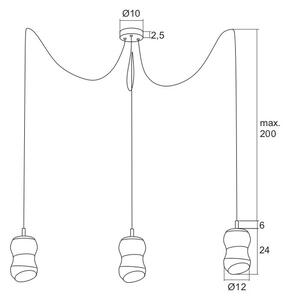 Argon 1357 - LED Полилей висящ на кабел GARDA 3xLED/5W/230V