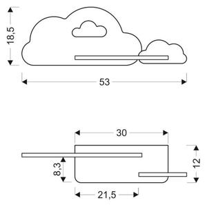 LED Детски аплик с рафтче CLOUD LED/5W/230V син