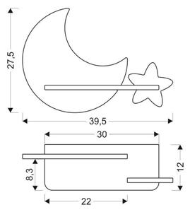 LED Детски аплик с рафтче MOON LED/5W/230V