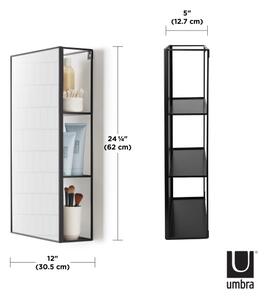 UMBRA Стенно огледало с 3 скрити рафта “CUBIKO“ - цвят черен