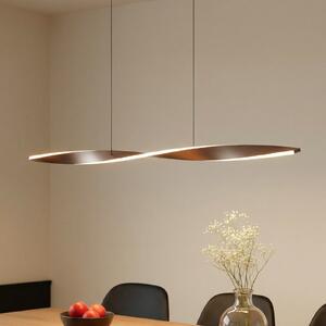Lindby LED висяща лампа Jaren, черна/кафява, 100 cm, CCT, Кафяв / ръждив, Дневна/трапезария, Метал, Модерен