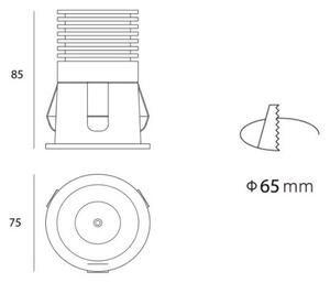 LED2 - LED Луничка за вграждане в баня RAY LED/10W/230V черна IP44