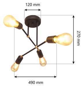 Повърхностен полилей ROSETTE 4xE27/60W/230V черен/златист