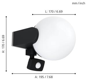 Eglo 99573 - Екстериорен аплик със сензор RUBIO 1xE27/15W/230V IP44