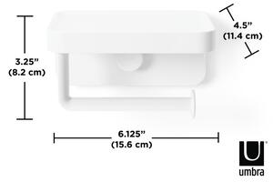 UMBRA Стойка за стена за тоалетна хартия и аксесоари 2 в 1 “FLEX ADHESIVE“ - бял цвят