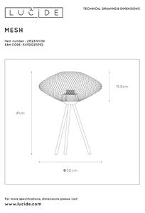 Lucide 21523/01/30 - Настолна лампа MESH 1xE27/40W/230V черна