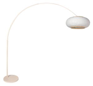 Steinhauer Светило с извита стойка Sparkled Light, цвят крем/сиво лен, 240 см, Бежов, Дневна/трапезария, Метал