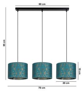 Висящ полилей REZO 3xE27/60W/230V тюркоаз