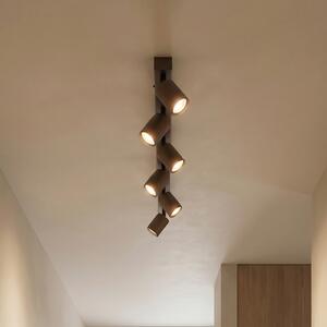 TK Lighting Таванен спот Връх, регулируем, кафяв, с шест пламъка, Затъмняване, Кафяв / ръждив, Дневна/трапезария, Метал, Модерен, Таван с много пламъци