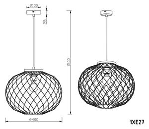 Globo 54039H - Висящ полилей LACKY 1xE27/60W/230V