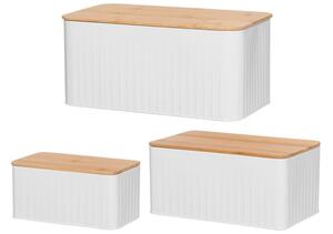 MAKU К-т 3бр. метални кутии с бамбуков капак - 2л./4,8л./8,9л