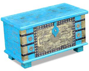 VidaXL Ракла от мангово дърво, 80x40x45 cм, синьо